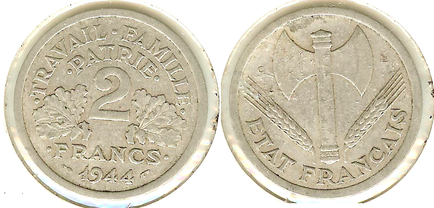 2 Francs Bazor 1944C TTB+